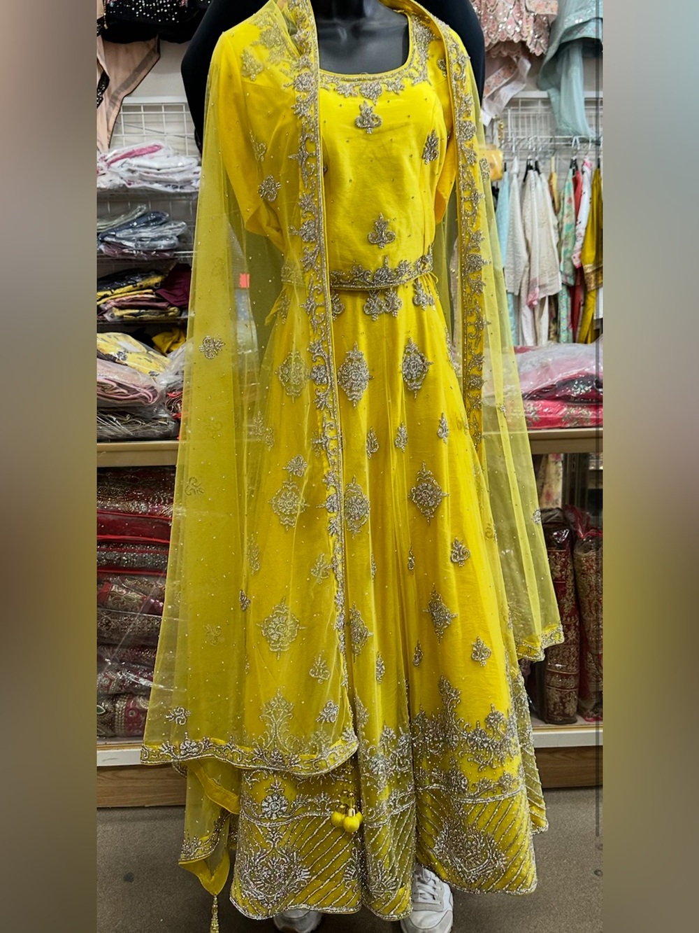 Embellished Yellow Lengha Dress with Dupatta